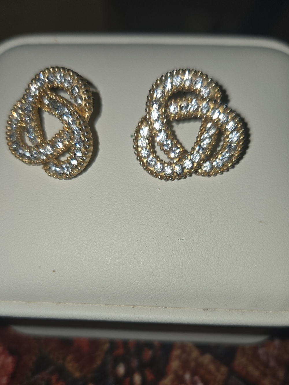 Crystal Knot Stud Earrings in Gold